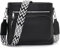 Snmoec Handtasche Damen mittelgroß umhängetasche Damen Handy Crossbody Bag Leder PU damentaschen mit breitem Gurt Handtasche schwarz