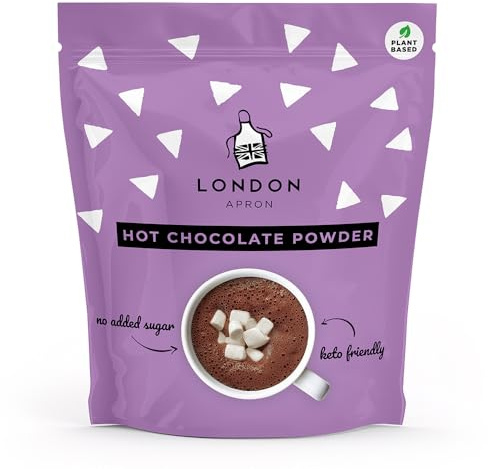 London Apron Keto Hot Chocolate Powder – Sugar Free, Low Carb & High Fibre – No Added Sugar Cacao Cocoa Drink – Vegan, Dairy Free & Low Calorie – 215 g (10 Servings)
