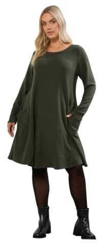 Yours Curve Green Soft Touch Pocket Dress - Women's - Plus Size Curve