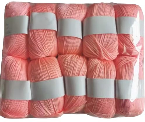 10er Set Luxus - Mischgarn - 500g Wolle - 06 Rosa - weiches Webgarn geeignet für Pullover, Babydecken, Schals - 10x 50g - Hochwertige Fasern für Häkeln und Basteln