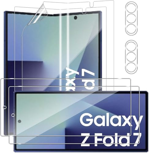 GEEMEE 2+2+2 Piezas para Samsung Galaxy Z Fold 7/Z Fold7 5G Vidrio Templado + Trasera Protector de Pantalla+ Lente de Cámara, TPU +9H HD Antihuella Alta Sensibilidad Antiarañazos Film