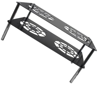 Ventilated Router Stand for Desk, Double Layer Aluminum Alloy Shelf for Modem, Router and Small Digital Devices Media Cabinet Shelf Internet Equipment Holder Set Top Box Stand Internet Box Rack Device