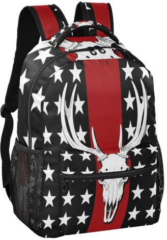 linqin Sac à dos léger et décontracté Motif tête de mort, Emblème tête de mort de cerf, S, Sac à dos