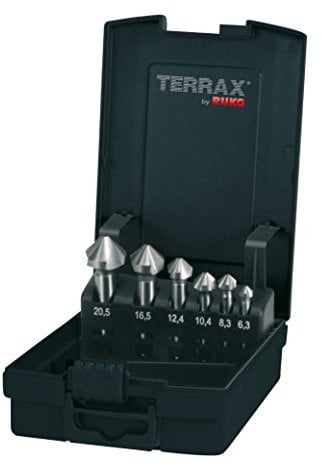 Terrax by Ruko cónica y avellanadora Juego de DIN 335 forma C 90 ° HSS en plástico láser, 1 pieza, A1021 52ro