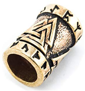 Battle-Merchant Bartperle Valknut aus Bronze - Wikinger Perle Dreadlocks Innendurchmesser 6mm