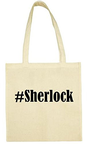 Reifen-Markt Tasche #Sherlock Größe 38x42 Farbe Natur Druck Schwarz