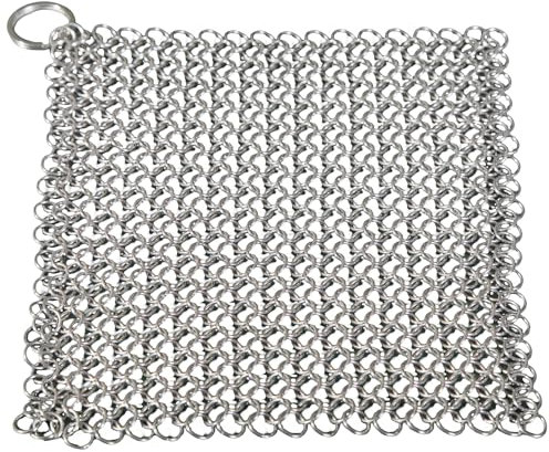 Camp Chef Chainmail Scrubber – Edelstahl-Schrubber zur Reinigung von Gusseisen, Stahl und mehr – 17,8 x 17,8 cm
