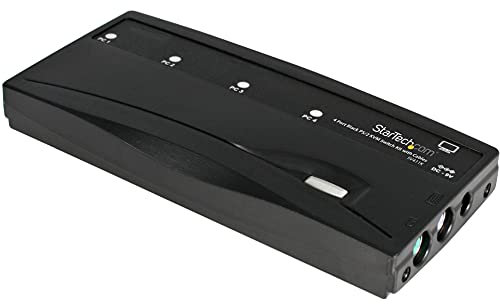 StarTech.com 4 Port Black PS/2 KVM Switch Kit with Cables - 4 Port PS2 KVM Switch - KVM Switch with Cables - VGA KVM Switch (SV411K)