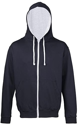 AWDis Men's Varsity Zoodie Hoodie, Multicoloured (New French Navy/Heather Grey), XX-Large