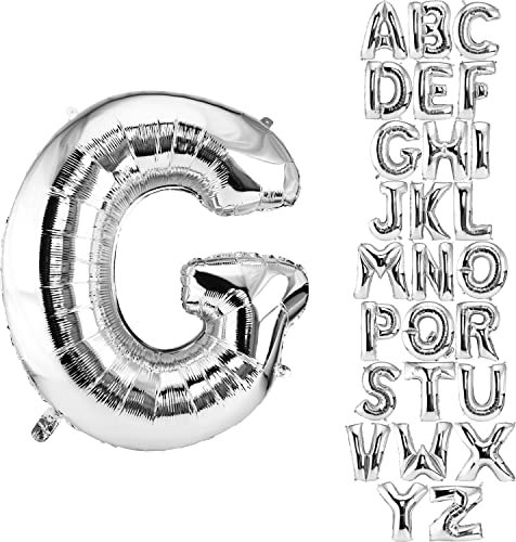 DekoRex Folienballon Silber 100cm Luftballon Geburtstag Hochzeit Deko (Buchstabe G)
