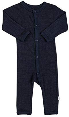 Joha Baby Unisex Schlafoverall aus Merino-Wolle/Seide Navy weiß, Farbe:Navy, Größe:56/62