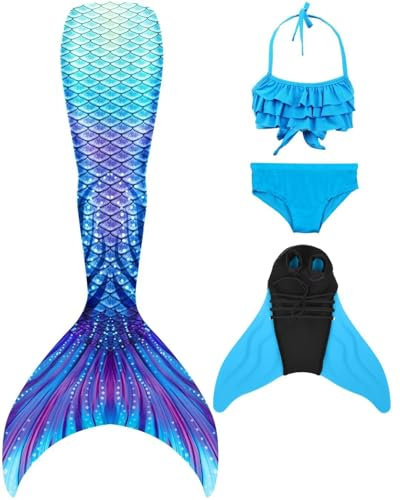 SPEEDEVE Mädchen Meerjungfrauenschwanz Zum Schwimmen mit Bikini Set und Monoflosse