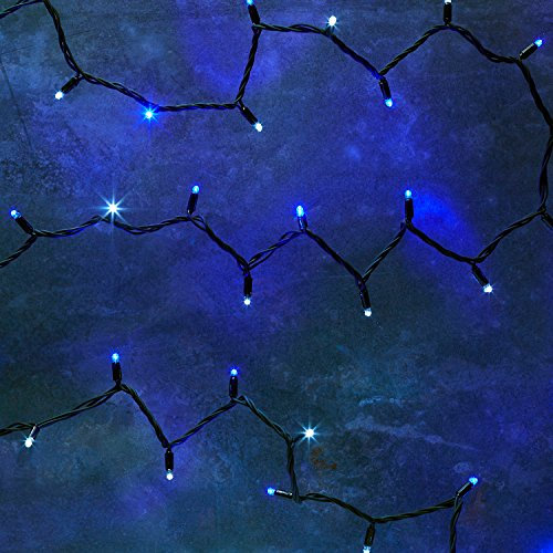 Lights4fun 50er LED Lichterkette blau-weiß 5m koppelbar PRO Serie