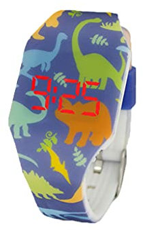 Kiddus Digital LED Uhr für Mädchen, Jungen. Soft Silikon Armbanduhr für Kinder und Erwachsene. Langlebige Japanische Batterie. Dinos