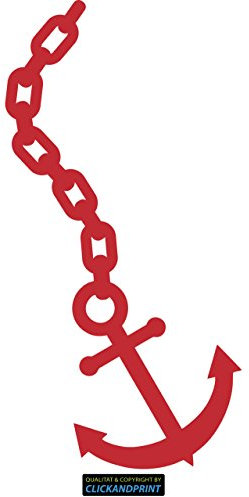 CLICKANDPRINT Aufkleber » Boots-Anker mit Kette, 210x106,1cm, Rot • Wandtattoo/Wandaufkleber/Wandsticker/Wanddeko/Vinyl