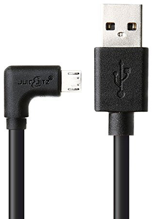 JuicEBitz 2m USB 2.0 Type A to Micro USB Right Angled Charger Cable Data Lead compatible with Android Phones & Tablets - Samsung, LG, Sony Xperia, HTC etc. (Black)