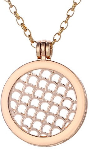 Morella Halskette Damen Gold 70 cm Edelstahl mit Amulett und Coin 33 mm in Schmuckbeutel Wasserornament