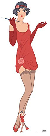 Star Cutouts SC1022 Great Gatsby 1920s Red Flapper Girl Lifesize Cardboard Cutout 178cm – Roaring Twenties Party Decoration, Fancy Dress Display & Photo Booth Prop