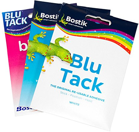 [Pack of 3] Bostik Blu Tack 48g Packs Reusable Adhesive Sticky Putty (Assorted (Blue White Pink))