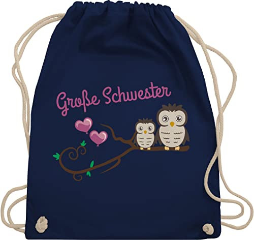 Turnbeutel Rucksack - Geschwister Bruder und - Große Schwester süße Eulen - Unisize - Navy Blau - geschenk kinderrucksack geschwisteroutfit sis beutel geschwisteroutfitset sister sportbeutel