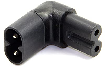 Cablecc Figure 8 IEC60320 C7 to C8 90 Degree Up Down Angled Right Angle AC Adapter Male to Female Extension