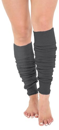 Crazy Chick® Deluxe Luxurious Ladies 80's Plain Ribbed Leg Warmers Legwarmers 12 Color TU TU (Grey)