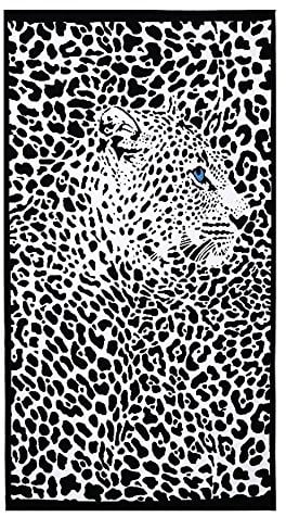 FUIW Beach Towels Extra Large 100x180cm Microfibre for Men and Women Great for Swim Spa Travel Yoga Sports Camping Sunbed Cover Bath or Shower at Home Leopard Print