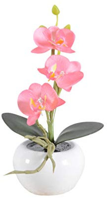Uonlytech Led Leuchten Künstliche Orchidee Phalaenopsis Anordnung mit Blumentopf Seidenblume Lichter Tischdekoration für Das Büro zu Hause Garten