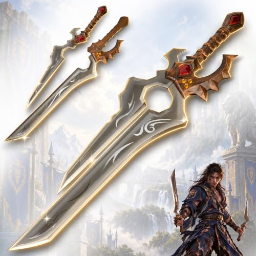 Swords and more Warcraft - Varian Wrynns Shalamayne-Schwert, Warcraft Schwert – Replikat 112cm, Gaming Deko, Sword Metall für Wow Cosplay, Dekoschwert & Gamer Geschenk