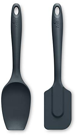 Zeal JSET10T Non-Stick Silicone Spatula & Spatula Spoon 2-Piece Set-Dark Grey
