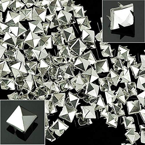 100pc / lot Silber 10mm Pyramide quadratische Nieten Flecken Punk Spikes für Jeanshemd Armband ES1139