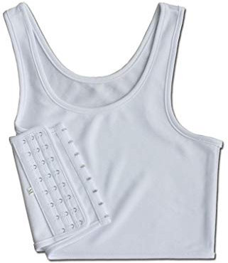 Meisijia Chest Binder Ropa Interior Tank Tops Vendaje Trans Transpirable Lateral Gancho Bustier Sujetador, Blanco, L