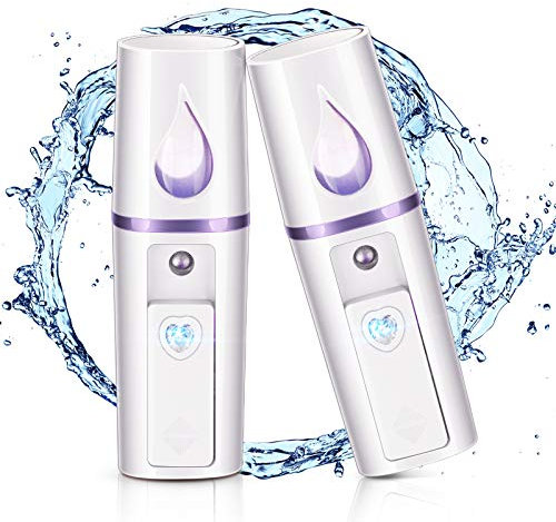 2 Pulverizadores de Cara de Nano Mini Vaporizador de Vapor de Cara Portátil Rociador de Niebla Práctico con Espejo Diseño Hidratante e Hidratante para Cuidado de Piel, Maquillaje (Blanco)