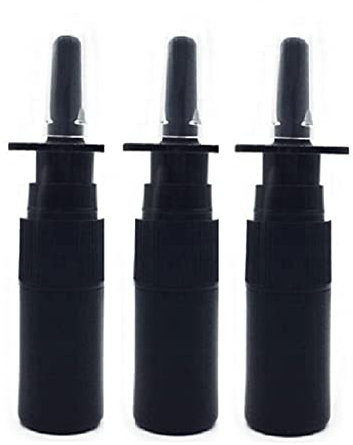 CMJ 3 x 5 ml de plástico negro aerosol nasal vacío botella rellenable fina niebla bronceado spray Reino Unido vendedor