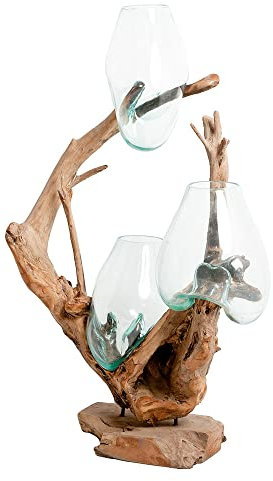 Deko-Objekt Drop-Trio ca. H130cm Teak Dekovase Blumenvase Unikat Baumwurzel Vase
