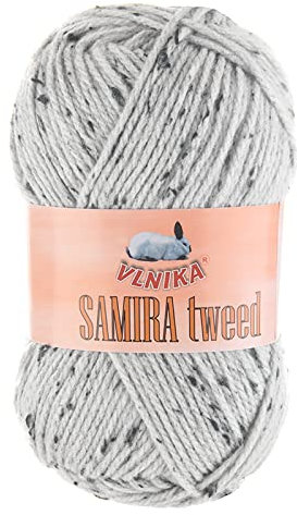 100g Strickgarn Samira Tweed Klassikgarn Strickwolle Handstrickgarne Farbwahl, Farbe:hellgrau