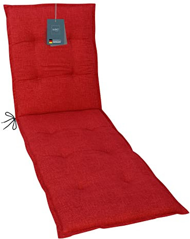 LILENO HOME Sonnenliege Auflage als [1er Set - Rollliege] in Rot - Gartenliegen Auflage perfekt für Strandliege - Polster Auflage für Gartenliege (190x60x6cm)