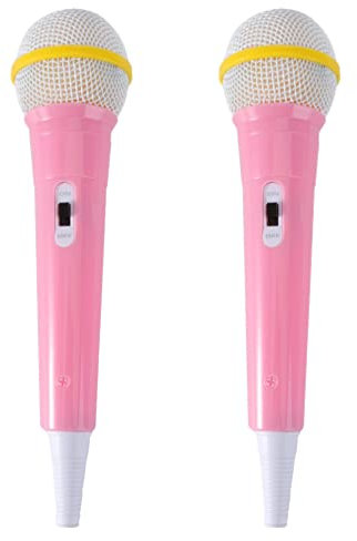 TOYANDONA 2 Pack Kids Karaoke Microphone Toys - Lightweight Pretend Play Microphones for Singing, Costumes & Parties - PVC Props for Boys & Girls