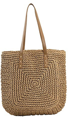 DKIIL NOIYB Straw Shoulder Bag For Women, Large Straw Bags Weave Handmade Handle Tote Bag Summer Beach Straw Handbags Bohemian Crossbody Bag…