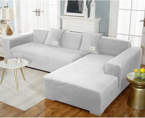 uyeoco Samt Sofabezug L-Form Couchbezug Weich 1 Stück Elastische Lounge-Sessel Sofahusse waschbare Katzen Hunden Möbelschutz (Color : H, Size : 190-230cm)