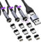 HanCenDa 540 Magnetic Charging Cable, Rotating 5 in 1 Magnetic Phone Charger Cable 3-Pack [3ft/6ft/10ft] Prevents Overheating Support Data Transfer Nylon Cord for iPhone/Micro USB/Type C -Black