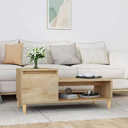 INLIFE Couchtisch Sonoma-Eiche 100x50x45 cm Holzwerkstoff,Braun,21.4KG