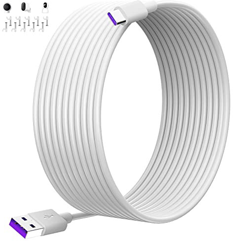 ACAGET 8M Cable USB tipo C extra largo para Mi Camera 2K Magnetic Mount,Cables de extensión de alimentación Cámaras de seguridad Cable USB tipo C para Mi Wireless Outdoor Security Camera 1080p,Blanco