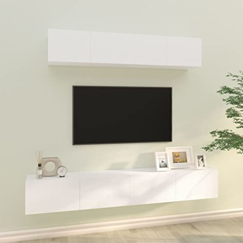 INLIFE 3114526 Ensemble de 4 meubles TV en bois Blanc 43,93 kg