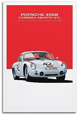 JONZA Vintage Sport Auto Poster PORSCHE 356B GTL Rennauto Dekorative Malerei Leinwand Wand und Kunst Bild Familie Schlafzimmer Dekor 50 x 75 cm
