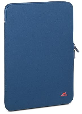 Rivacase vertikale Laptophülle Sleeve - wasserabweisende und ultraleichte Notebooktasche - kompakte Damen und Herren Aktentasche für Laptops - Stoßfeste Slim Laptop-Schutzhülle (Dunkelblau, 15.3 Zoll)