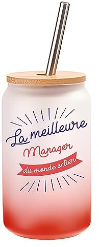 Verre Cocktail Manager Meilleure du Monde Entier | Idée Cadeau Verre à Eau avec Paille