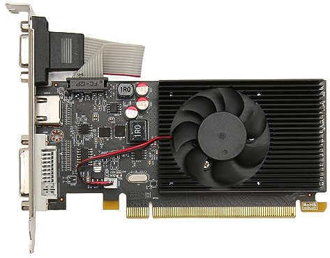 Carte Graphique de Jeu R5 220 1 Go, Carte Graphique Discrète GDDR3 64 Bits, 650 MHz 533 MHz, PCI Express 1.1 X16, DVI VGA HDMI, Carte Vidéo de Jeu avec Ventilateur de