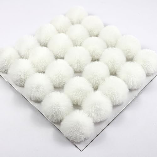 SYSUII 10 Stück Kunstfell Bommel 6cm Kunstfell Fellbommel Pompon Pom Ball DIY Fell Pom Poms für Damen Tasche Mützen Anhängern Dekoration Schlüsselanhänger Charms Strickmütze Zubehör -Weiße