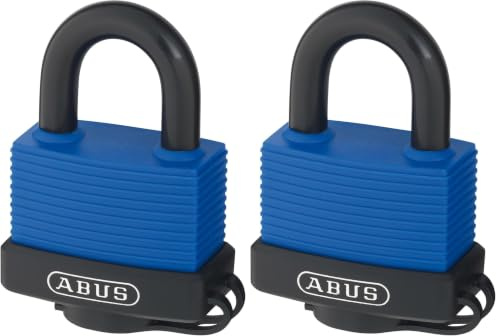 ABUS Messing-Vorhängeschloss Aqua Safe 70IB/45 - wetterfest - Edelstahlbügel für extra Korrosionsschutz - Kunststoffummantelung - ABUS-Sicherheitslevel 5 (Packung mit 2)